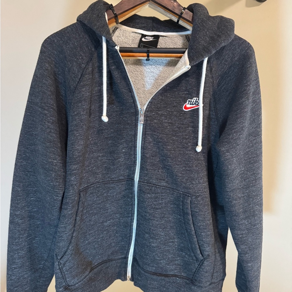 Nike Charcoal and Cream Zip-Up Hoodie